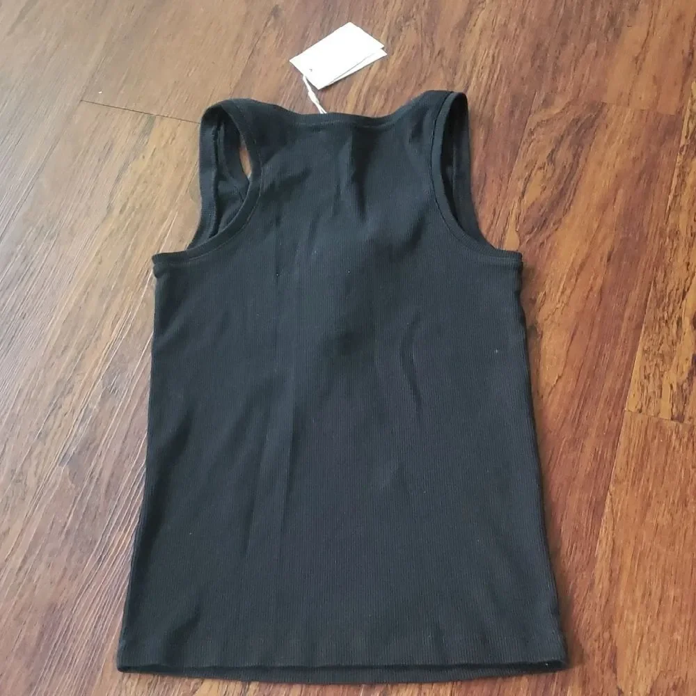 Anine Bing Black Tank Top with Gold Button Accents Size Small NEW Chic Feminine - Picture 7 of 7